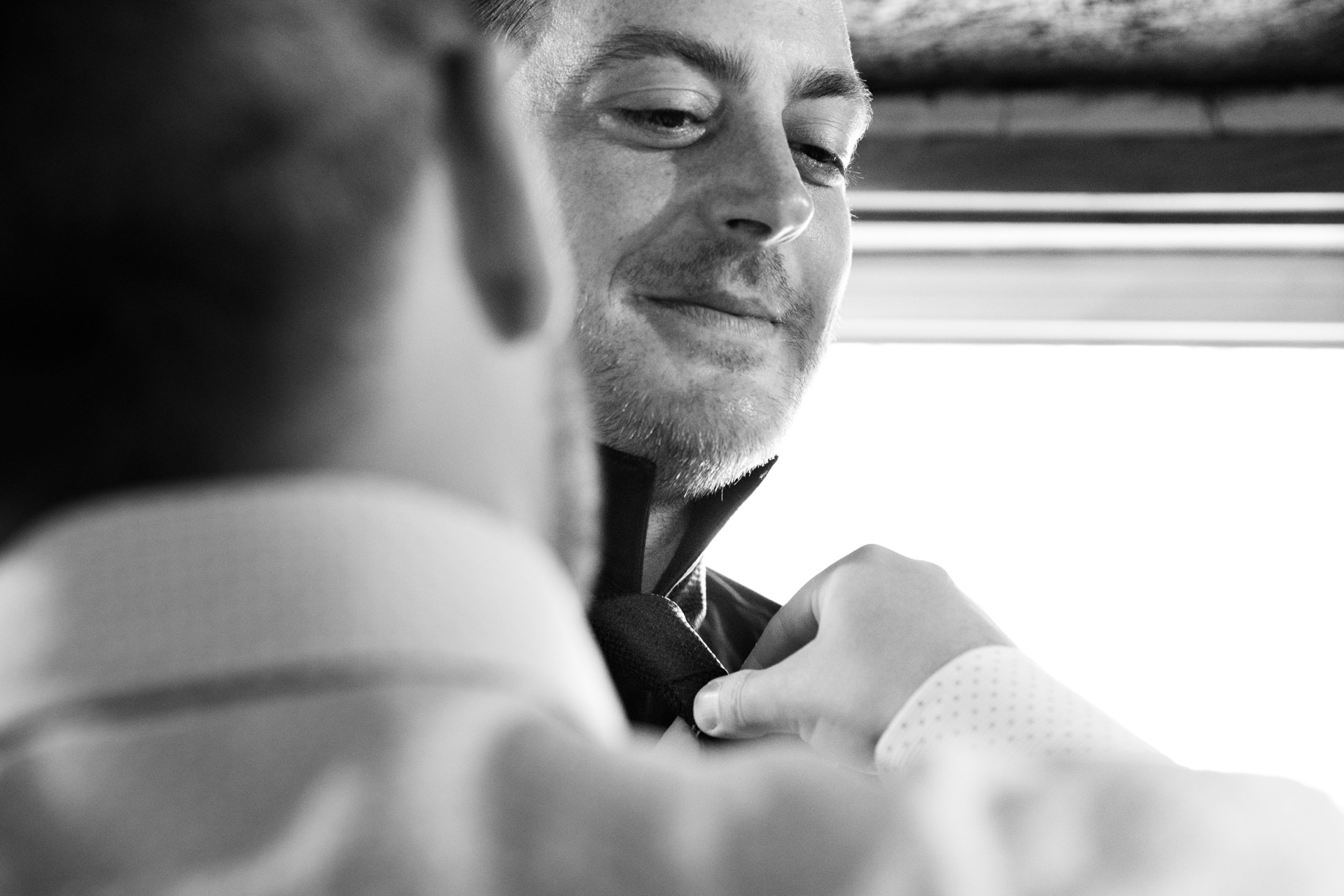 The groom gets ready