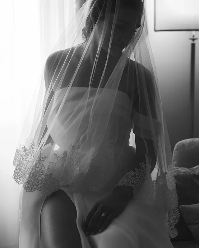 Bride with her veil