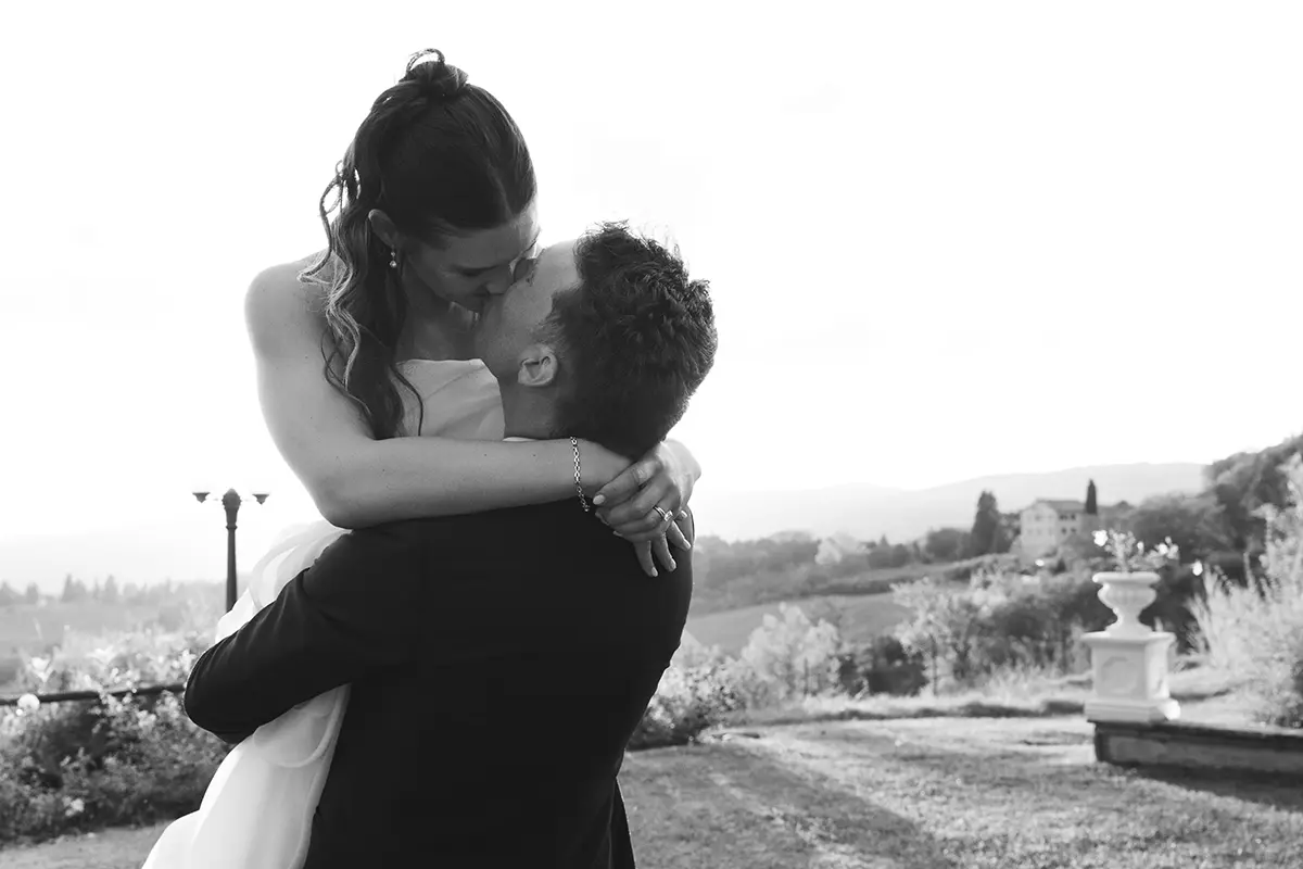 Newlyweds kiss