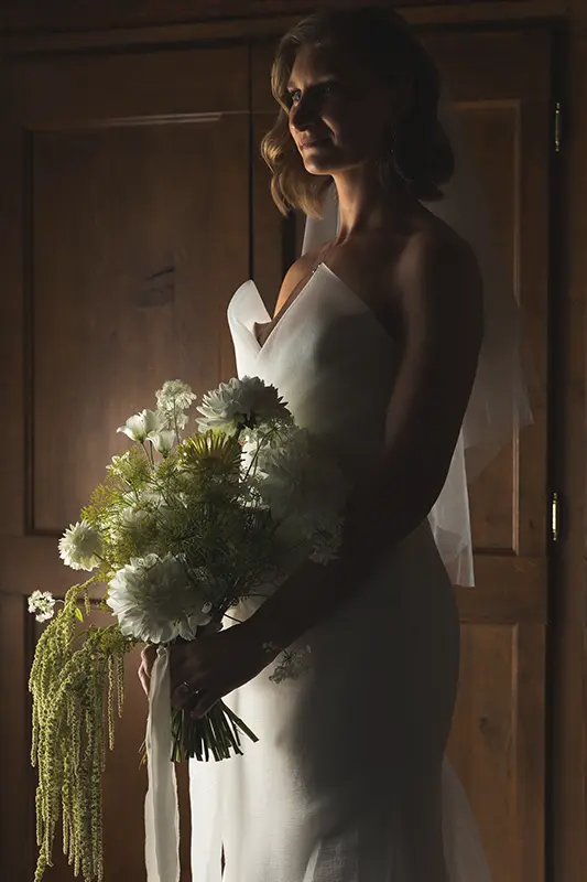 The bride with her bouquet